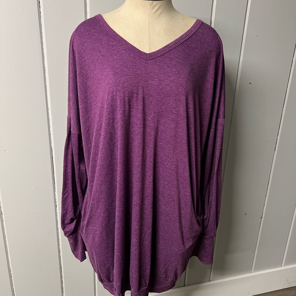 Zanzea Deep Purple V-Neck Tunic Top